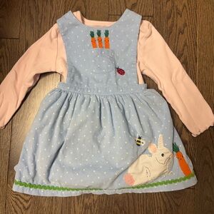 Mini Boden Bunny Carrots Bee Pinafore size 12/18m